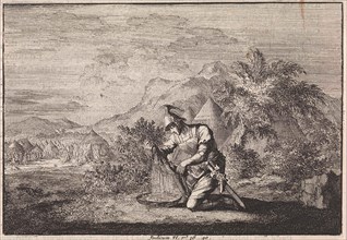 Gideon and the wet sheepskin, Jan Luyken, Pieter Mortier, 1703 - 1762