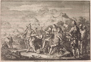 Mutilation of Adonibezek, Jan Luyken, Pieter Mortier, 1703 - 1762