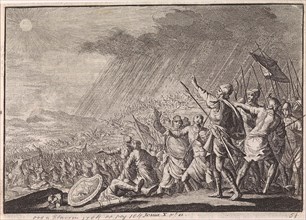 Battle of Gibeon, Jan Luyken, Pieter Mortier, 1703 - 1762