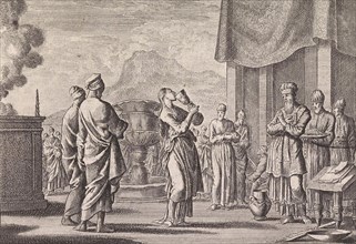 Ceremony which tests female infidelity, Jan Luyken, Pieter Mortier, 1703 - 1762