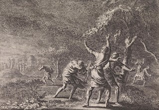 Plague of locusts, Jan Luyken, Pieter Mortier, 1703 - 1762