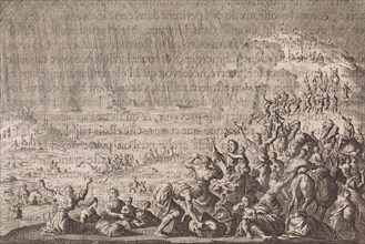 Beginning of the Flood, Jan Luyken, Pieter Mortier, 1703 - 1762