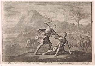 Cain kills Abel, Jan Luyken, Pieter Mortier, 1703 - 1762