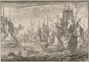 Sea battle between Turkish warships and galleys of the Knights of Malta, 1644, Johann David