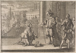 Charles IV, Duke of Lorraine kneels for Louis XIII, 1641, Johann David Zunnern, 1701