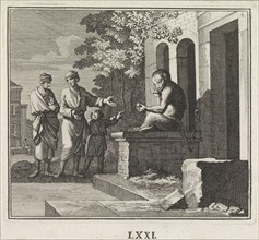 Emblem: monkey, Caspar Luyken, Christoph Weigel, 1695 - 1705