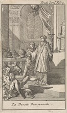 Priest with holy water brush before the possessed bailiff, Caspar Luyken, Jan Claesz ten Hoorn,