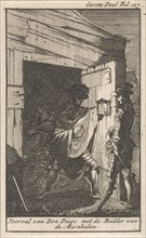 Don Diego meets a man with a lantern, Caspar Luyken, Jan Claesz ten Hoorn, 1699