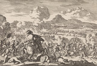 Victory of Prince Eugene against the Turks on the Tisza, 1697, Jan Luyken, Pieter van der Aa (I),
