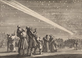 A crowd of people sees a comet, 1680-1681, Jan Luyken, Pieter van der Aa (I), 1698