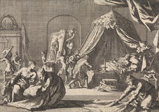 Death of Christoph Bernhard von Galen, Bishop of MÃ¼nster, 1678, Jan Luyken, Pieter van der Aa (I),