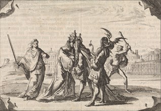 Cartoon about the struggle between Louis XIV and Pope Innocent XI, 1687, Caspar Luyken, Pieter van