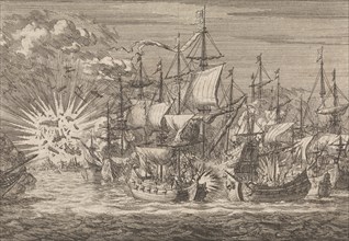 Five Zeeland privateers fight against eight Portuguese warships off the coast of Brazil, in 1657,