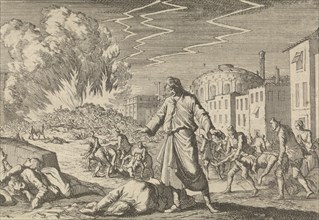 The plague in Naples, 1656 Italy, print maker: Caspar Luyken, Pieter van der Aa I, 1698