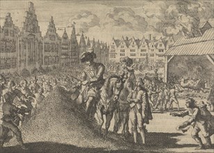 Market in Frankfurt, Germany, during the coronation of Emperor Ferdinand II, 1619, Jan Luyken,