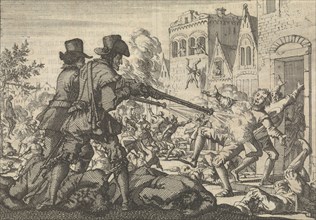 Murder of reformed people at Tirano, 1620, Jan Luyken, Pieter van der Aa (I), 1698