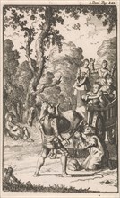 Don Clarazel attack a farmer who transports four women in his chariot, Caspar Luyken, Johannes