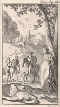 Don Quixote frees Eugenia, Caspar Luyken, Pieter Mortier, 1696