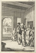 Don Ferdinando de Valenzuela is discovered in his hideout, Caspar Luyken, Willem Broedelet, 1696