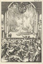 Heavy fire on stage, Caspar Luyken, Willem Broedelet, 1696