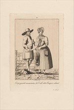 Man and woman in costume from Kampereiland, Carl Cristiaan Fuchs, Pieter van der Meulen, Harmanus