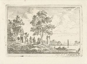 Landscape with a tavern and a river, Simon Klapmuts, 1774