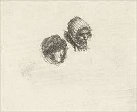 Study sheet with heads, Louis Bernard Coclers, 1756-1817