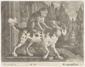 Monkey on the back of a dog, Jan Griffier I, Edward Cooper, 1667-1718