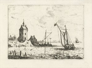 Harbour view with a watchtower, Bonaventura Peeters I, 1624-1652