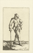 Farmer leaning on shovel, Cornelis Danckerts (I), Justus Danckerts, unknown, 1613 - 1656