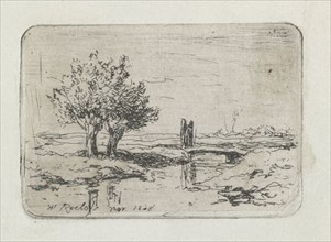 Two willows on the water, Willem Roelofs (I), 1868