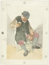 Seated farmer with pitcher, Cornelis Ploos van Amstel, Adriaen van Ostade, 1763 - 1768