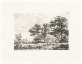 Landscape with a man on a bench under a tree, print maker: Pieter Casper Christ, c. 1860 - c. 1870