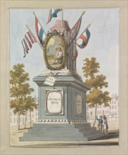 Revolution, decorations on the Place Royale, 1795, A. Verkerk, Johannes Roelof Poster, 1795