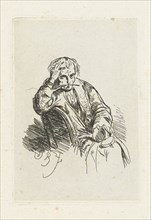 Writer with pen in his mouth, David Bles, 1834 - 1899