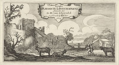 Title print of twelve landscapes with figures, Anonymous, Claes Jansz. Visscher (II), 1624