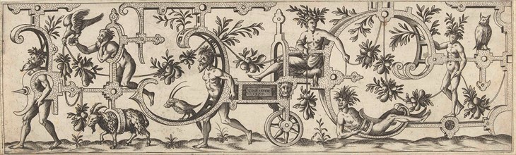 Wagon adorned with foliate scrolls, Anonymous, Cornelis Floris (II), Hieronymus Cock, 1552