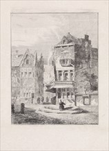 Cityscape with figures, Petrus Gerardus Vertin, 1829 - 1893