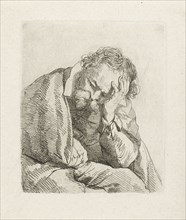 Portrait of sleeping old man, Johannes Pieter de Frey, Jan Lievens, 1801