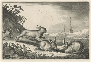 Dune landscape with rabbits, Reinier van Persijn, Jacob Gerritsz Cuyp, Nicolaes Visscher (I), 1641