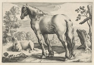 Landscape with two horses, Reinier van Persijn, Jacob Gerritsz Cuyp, Nicolaes Visscher I, 1641