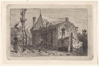 Farm in Culemborg, The Netherlands, print maker: Jan Weissenbruch, 1837 - 1880