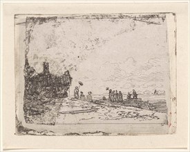Ferry in Rhenen, The Netherlands, Jan Weissenbruch, 1837 - 1880
