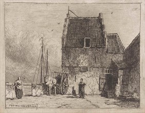 House on the waterfront in Nijmegen, The Netherlands, Jan Weissenbruch, 1837 - 1880