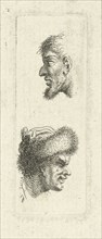 Study of two men's heads, Johannes Caspar Philips, 1732
