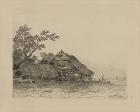 Landscape with a dilapidated shed, Remigius Adrianus Haanen, c. 1827 - 1894