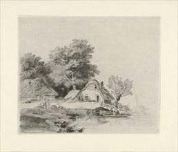 Farm waterfront, Remigius Adrianus Haanen, c. 1827 - 1879