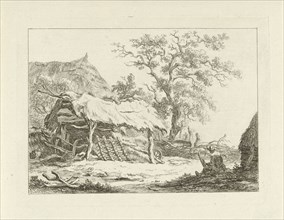 Sitting figure in a barn, Carel Lodewijk Hansen, c. 1780 - c. 1840