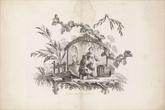 Chinese dwellings and figures. Suite of six prints. I. Pillement inv. F. A. Aveline sc. London by I