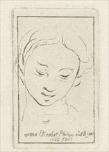 Self-portrait at the age of 8, print maker: Anna Elisabeth Philips, 1766